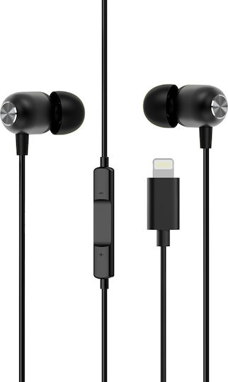 Yookie YTL-02 In-ear Handsfree με Βύσμα Lightning Μαύρο