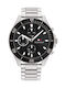 Tommy Hilfiger Larson Ανδρικό Ρολόι 46mm Χρονογράφος Μπαταρίας με Ασημί Μεταλλικό Μπρασελέ