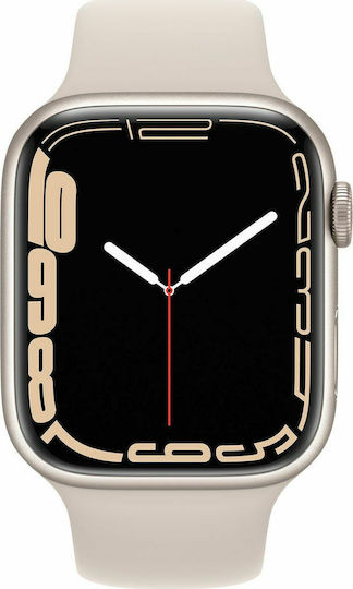 Apple Watch Series 7 Aluminium 45mm Waterproof with Heart Rate Monitor (Starlight)
