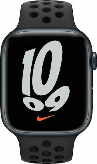 Apple Watch Series 7 Nike Aluminium 45mm Waterproof with Heart Rate Monitor (Midnight)