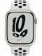 Apple Watch Series 7 Nike Aluminium 45mm Αδιάβροχο με Παλμογράφο (Starlight)
