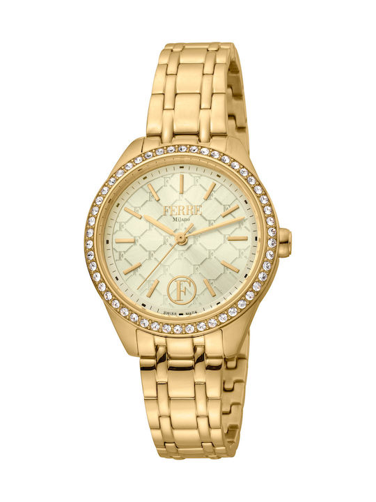 Ferre Milano Watch with Gold Metal Bracelet