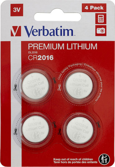 Verbatim Premium Lithium Batterien für Uhren CR2016 3V 4Stück