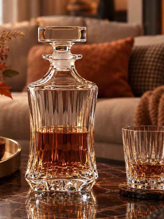 RCR Adagio Crystal Whiskey Serving Decanter 22cm with Stopper Transparent 750ml 7pcs