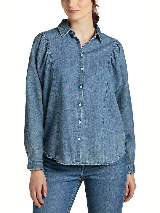 Women's Denim Long Sleeve Shirt Blue