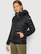 Aerons Women's Short Puffer Jacket for Winter with Hood Black