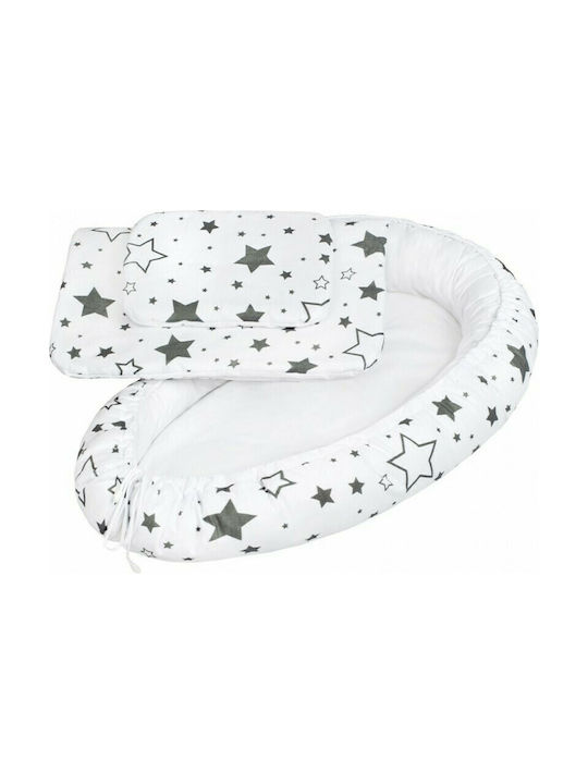 New Baby Βρεφικό Μαξιλάρι Φωλιά Stars Λευκό