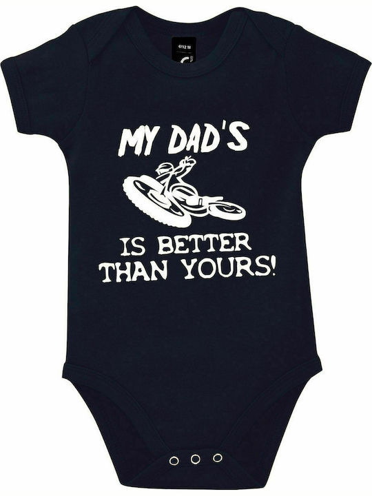 Baby Bodysuit "My Dad's Bike is Better than Yours", French navy