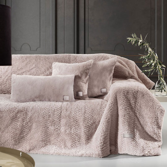 Σετ Ριχτάρι Τριθέσιο Crusty Old Pink 170x300 + Μαξιλαροθήκη 48x48+3