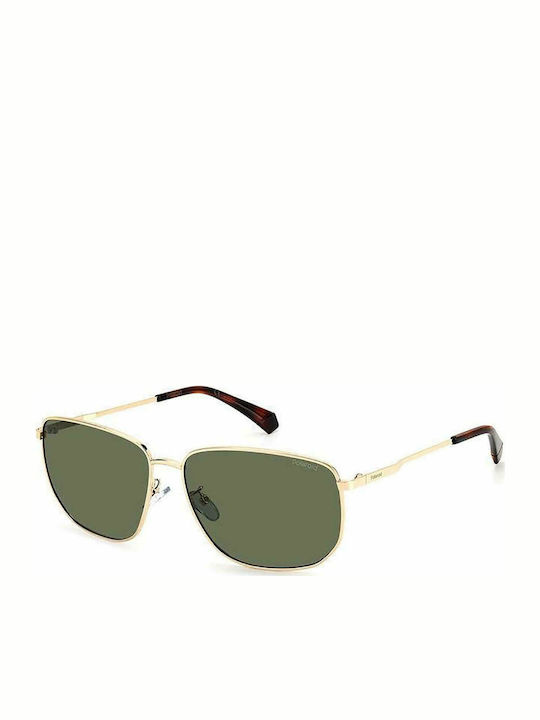 Polaroid Men's Sunglasses with Gold Metal Frame and Green Polarized Lens PLD2120/G/S J5G/UC