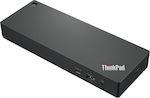 Lenovo ThinkPad USB-C Stație de andocare cu HDMI/DisplayPort 4K PD Ethernet și conexiune 3 monitoare Negru