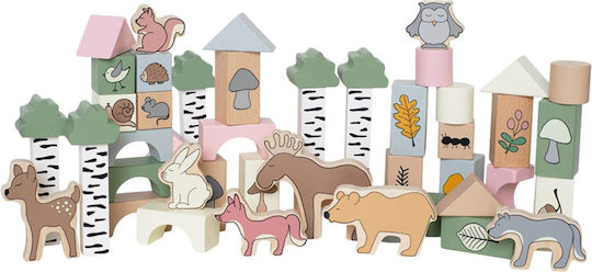Jabadabado Building Blocks And Animals Forest Wooden For 2+ Years 50 Pieces