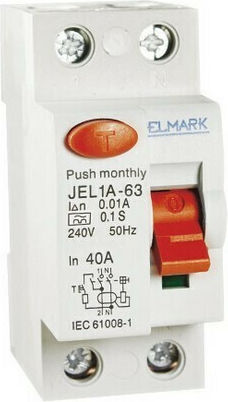 Elmark Ρελέ Ράγας Διαρροής 40A Διπολικό με Τάση 230V