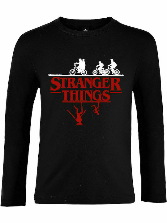 Children's long sleeve "Stranger Things, Upside Down", Black