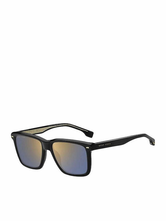 Herren Sonnenbrille mit Schwarz Kunststoff Gestell und Braun Spiegel Linse