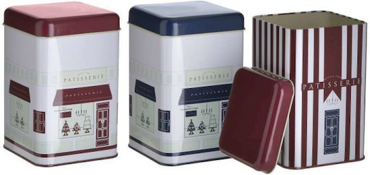 Click Patisserie Set of 3 Food Jars for Sugar Coffee Tea with Metal White Lid 11x11x16.5cm 3 Pieces