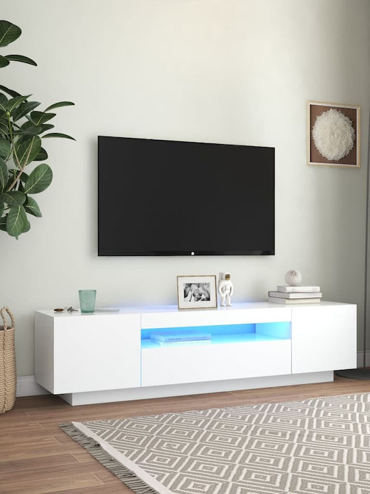 TV Stand with LED Lighting White M160xD35xH40cm