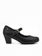 6706 Pantofi cu toc cu Curea Negre