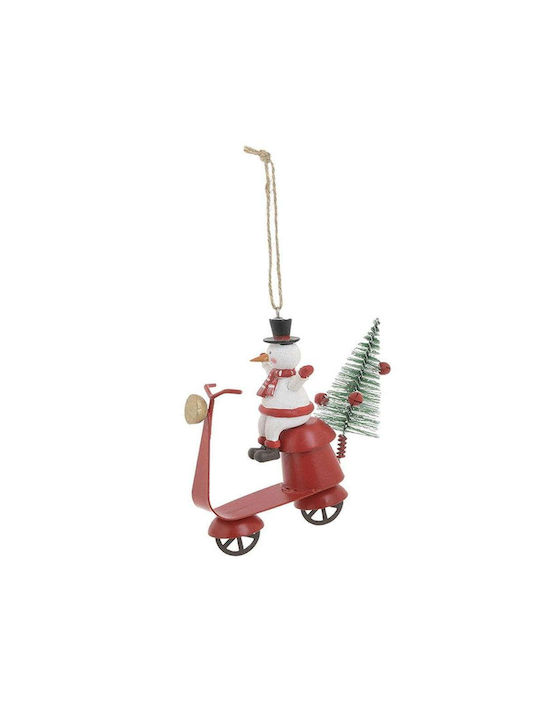 Hängender Schneemann Ornament Metallisch Rot 5x12cm