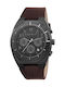 Esprit Strike Chrono Ανδρικό Ρολόι 44mm Χρονογράφος Μπαταρίας με Καφέ Δερμάτινο Λουράκι