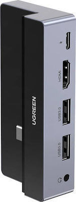 Ugreen USB-C 5-in-1 Multifunction Adapter for iPad Pro USB 3.0 Hub 5 Θυρών με σύνδεση USB-C & Θύρα Φόρτισης Γκρι