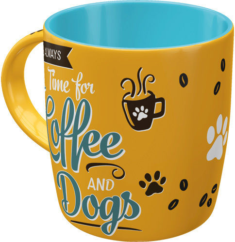 Nostalgic Art Coffee and Dogs Cană Ceramică Galbenă 330ml