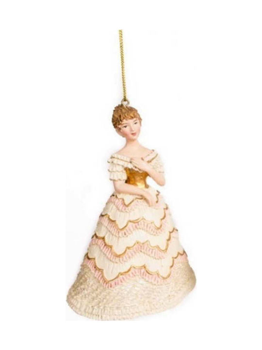 Christmas ornament princess seasonal ornament made of resin in light pink with dimensions 7cmx6cmx10cm