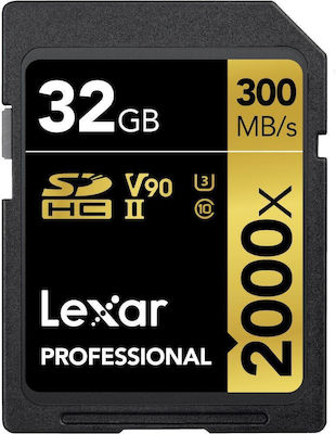 Lexar Professional 2000X SDHC 32GB Class 10 U3 V90 UHS-II