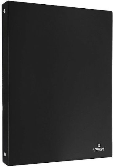 Logigraf Clipboard with 2 Rings 2/20 for Paper A4 Black 1pcs
