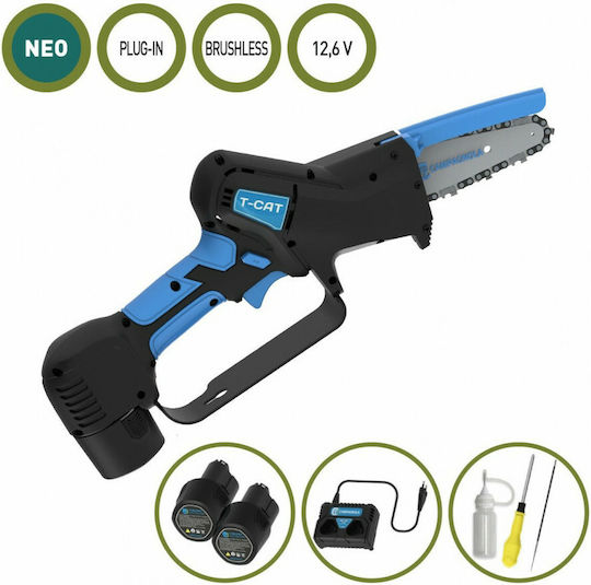 Campagnola T-Cat Battery Chainsaw 2x2.5Ah Brushless 12.6V 1.05kg with Blade 8cm