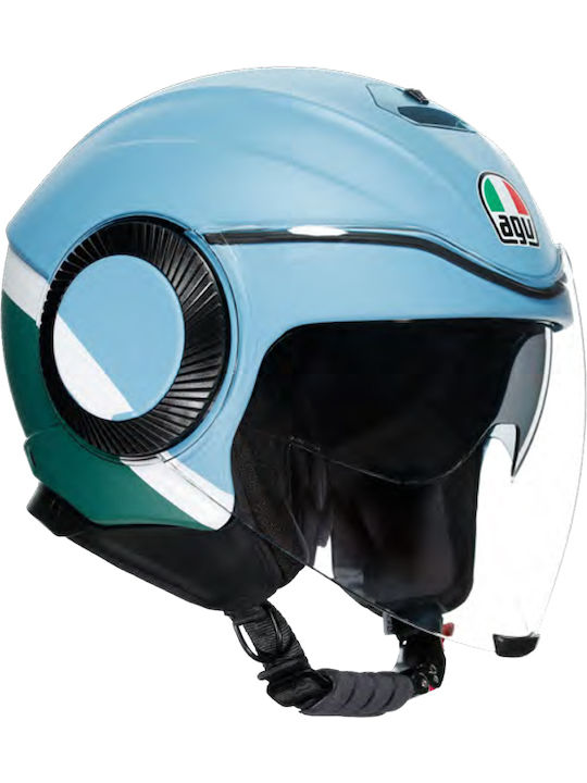 AGV Orbyt Multi Block Matt Iron Blue/Green/White Κράνος Μηχανής Jet