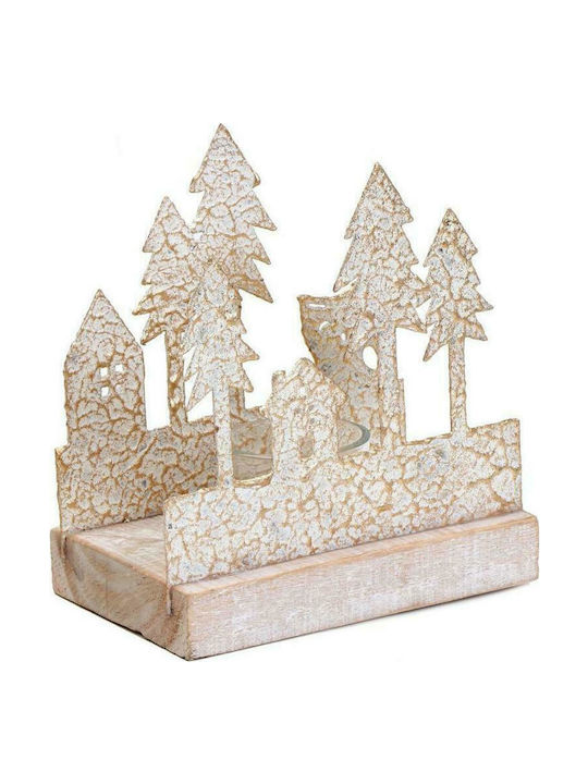 Espiel Christmas trees Christmas Wood Gold Candlestick 15.5x14cm 4pcs