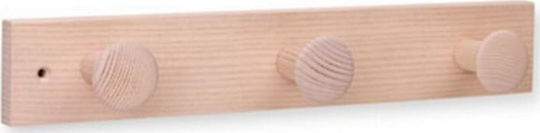 Inofix Wall Hanger Wooden 3 Hooks Pink 36x6x6cm