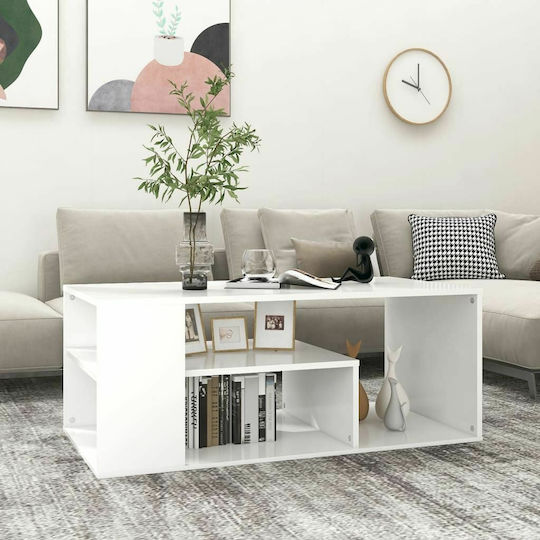 Rectangular Central White Wooden Coffee Table W100xD50xH40cm