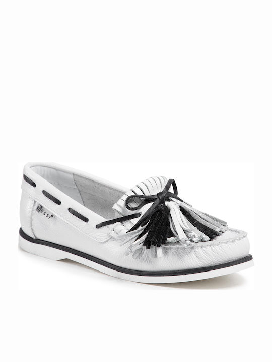 Nessi 21127 Δερμάτινα Γυναικεία Boat Shoes σε Λευκό Χρώμα