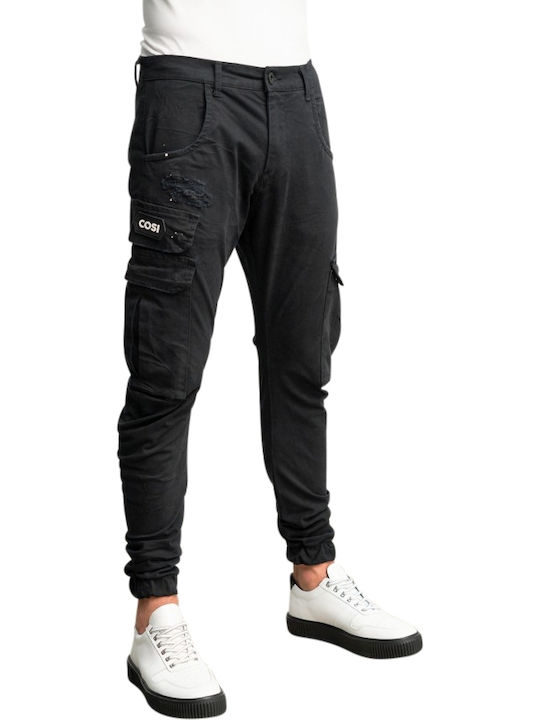Cosi Jeans 58 Umberto Ανδρικό Παντελόνι Cargo Ελαστικό σε Slim Εφαρμογή Μαύρο