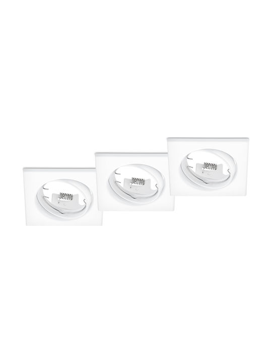 Trio Lighting Jura Round Metallic Recessed Spot with Socket GU10 White 7x7cm. 3pcs