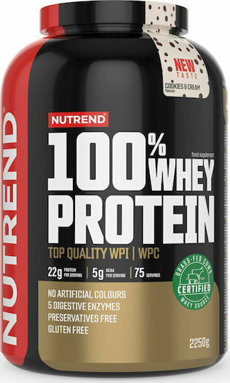 Nutrend 100% Whey Πρωτεΐνη Ορού Γάλακτος Χωρίς Γλουτένη με Γεύση Cookies & Cream 2.25kg