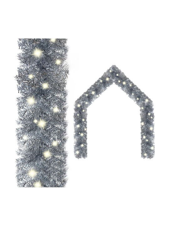 vidaXL Lighted Christmas Garland Silver 2000cm 1pc