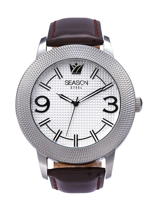 Season Time Herrenuhr 50mm Batterie mit Braun Lederarmband