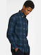 Wetherham Long-sleeved Cotton Shirt Checked Navy Blue