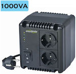 Gembird EG-AVR-1001 Compact Σταθεροποιητής Τάσης Relay 1000VA με 2 Πρίζες Ρεύματος