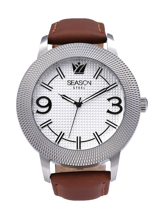 Season Time Herrenuhr 50mm Batterie mit Braun Lederarmband