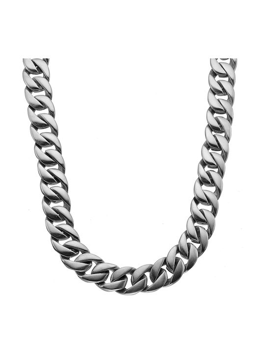 Oxzen Unisex Cuban Steel Neck Wide Chain with Matte Finish 60cm