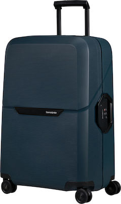 Samsonite Magnum Eco Spinner Mittlerer Koffer Hart Marineblau mit 4 Räder Höhe 69cm
