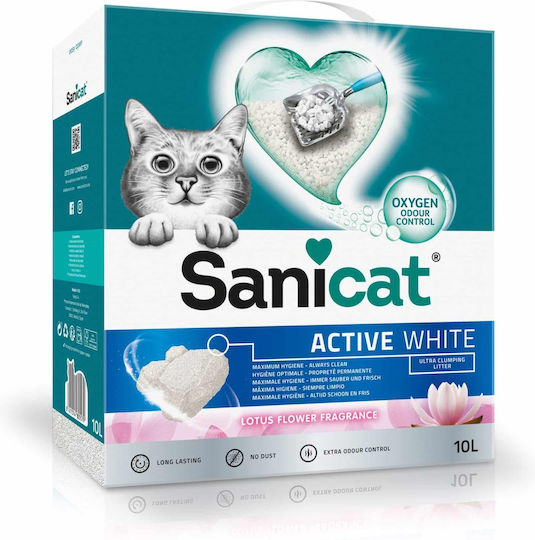 Sanicat Active White Άμμος Γάτας Μπετονίτης με Άρωμα Λουλουδιών 10lt