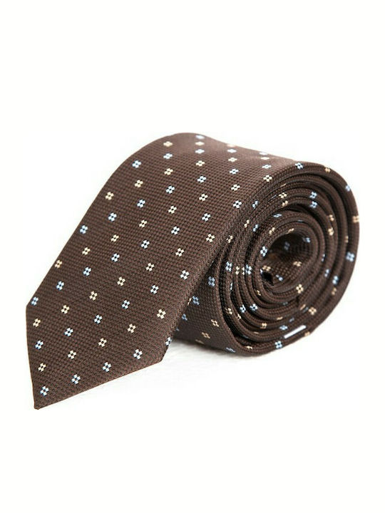 EPIC 0503 Καφέ πολυεστερική γραβάτα με διακριτικό γεωμετρικό μοτίβο