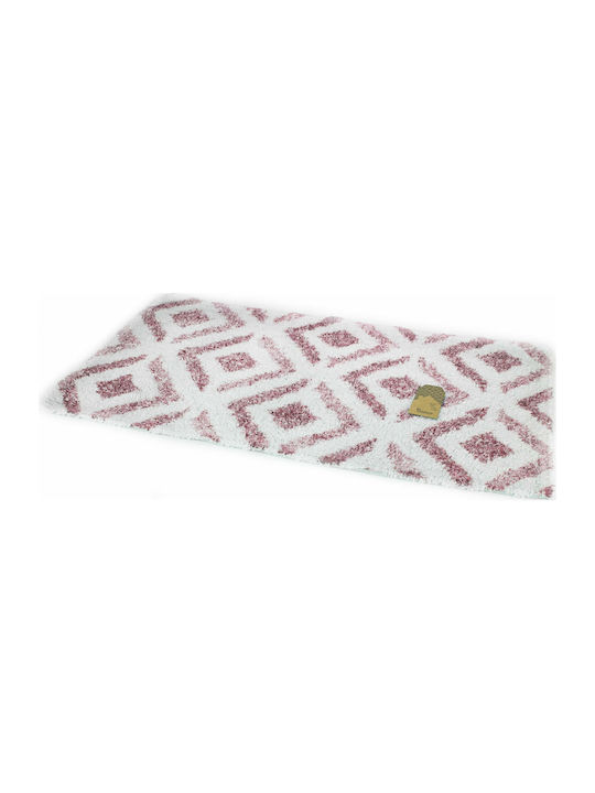 Viosarp Bath Mat Cotton 31451 Λευκό / Ροζ 40x60εκ.