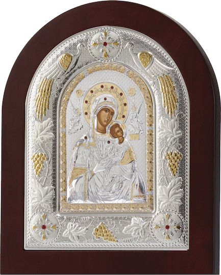 Prince Silvero Saint Icon Panagia Amolyntos Silver 18x22cm