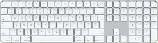 Apple Magic Keyboard With Numeric Keypad Ασύρματο Bluetooth Πληκτρολόγιο Ελληνικό Ασημί